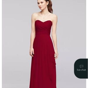 David's Bridal Strapless Burgundy Dress